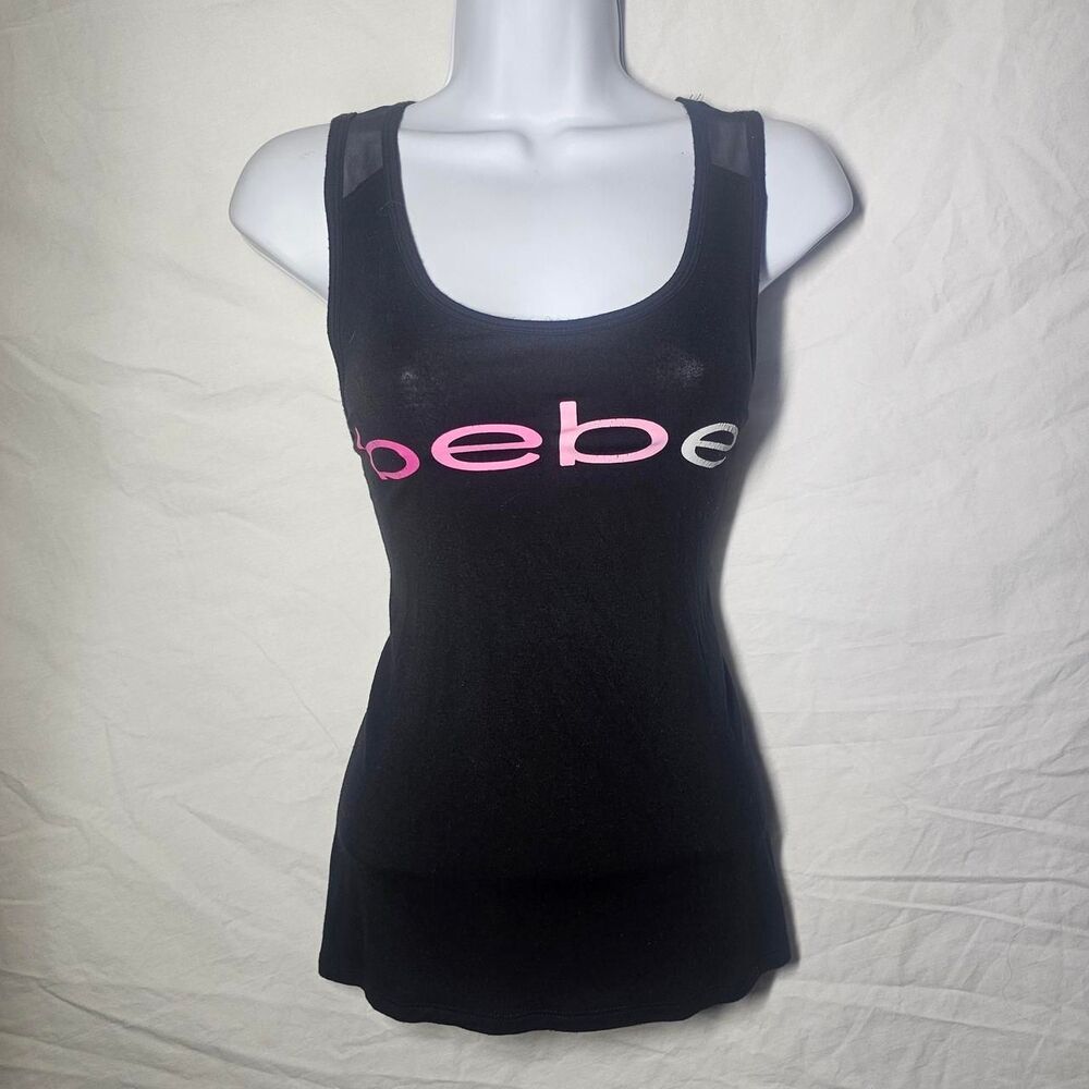 Bebe sporty mesh shoulder back tank top